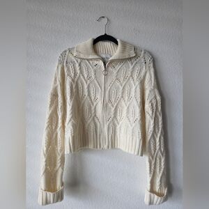 Pink Rose Ivory Knit Cardigan